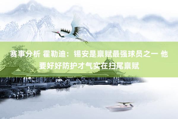 赛事分析 霍勒迪：锡安是禀赋最强球员之一 他要好好防护才气实在扫尾禀赋