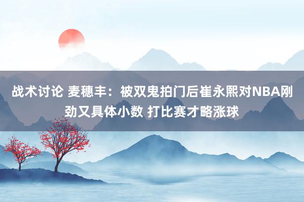 战术讨论 麦穗丰：被双鬼拍门后崔永熙对NBA刚劲又具体小数 打比赛才略涨球