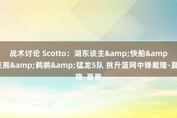 战术讨论 Scotto：湖东谈主&快船&灰熊&鹈鹕&猛龙5队 挑升篮网中锋戴隆-夏普