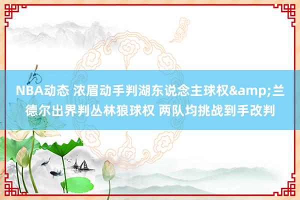 NBA动态 浓眉动手判湖东说念主球权&兰德尔出界判丛林狼球权 两队均挑战到手改判